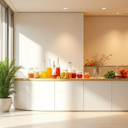 The inviting fresh juice bar area at Güneşli Meyveevi, clean and ready to serve