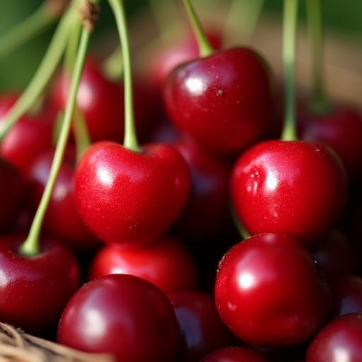 Close-up of freshly harvested cherries at a local Izmir farm